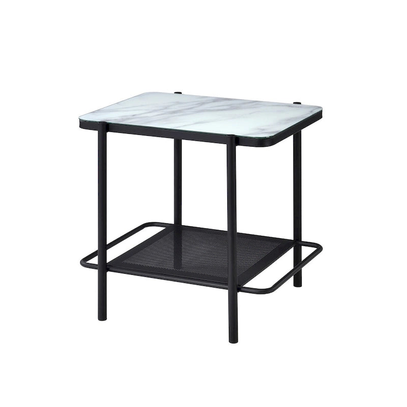 Ensemble de 3 tables basses Puetz contemporaines à plateau en verre blanc par Furniture of America