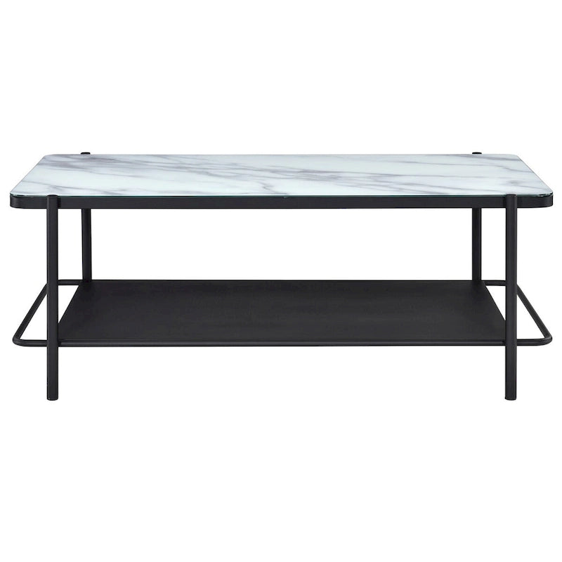 Ensemble de 3 tables basses Puetz contemporaines à plateau en verre blanc par Furniture of America