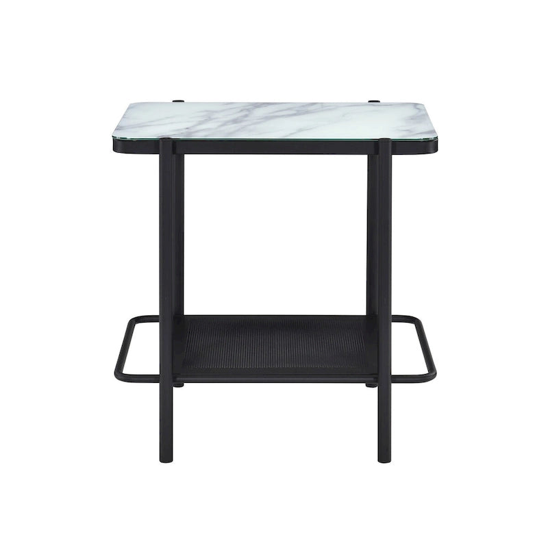 Ensemble de 3 tables basses Puetz contemporaines à plateau en verre blanc par Furniture of America