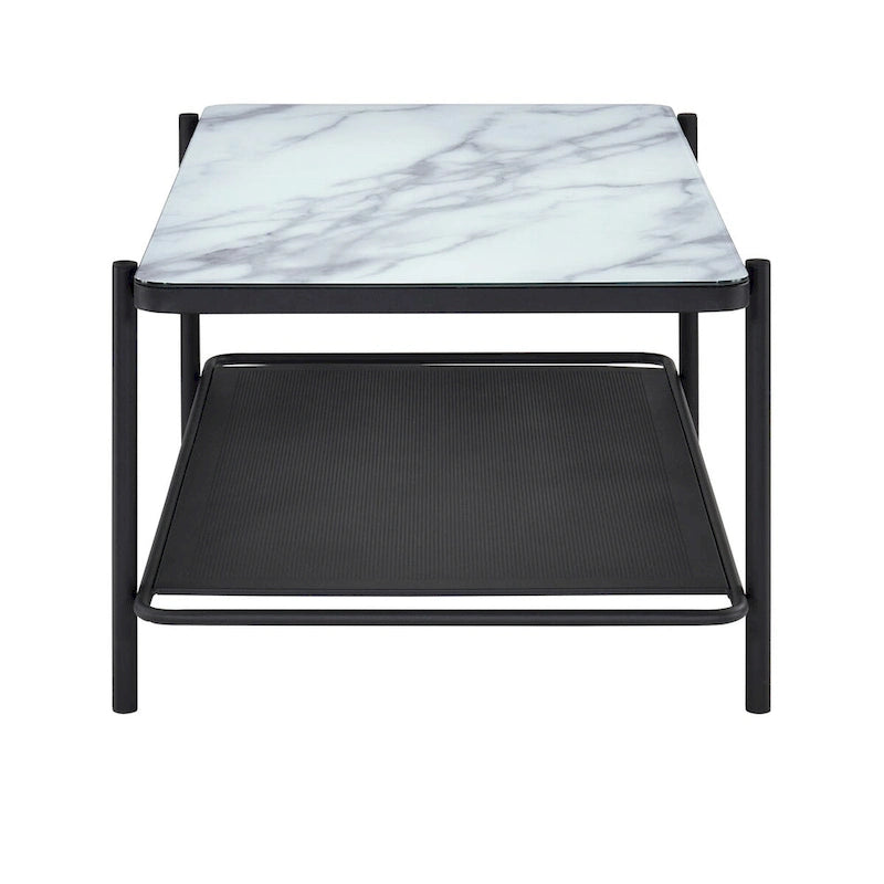 Ensemble de 3 tables basses Puetz contemporaines à plateau en verre blanc par Furniture of America