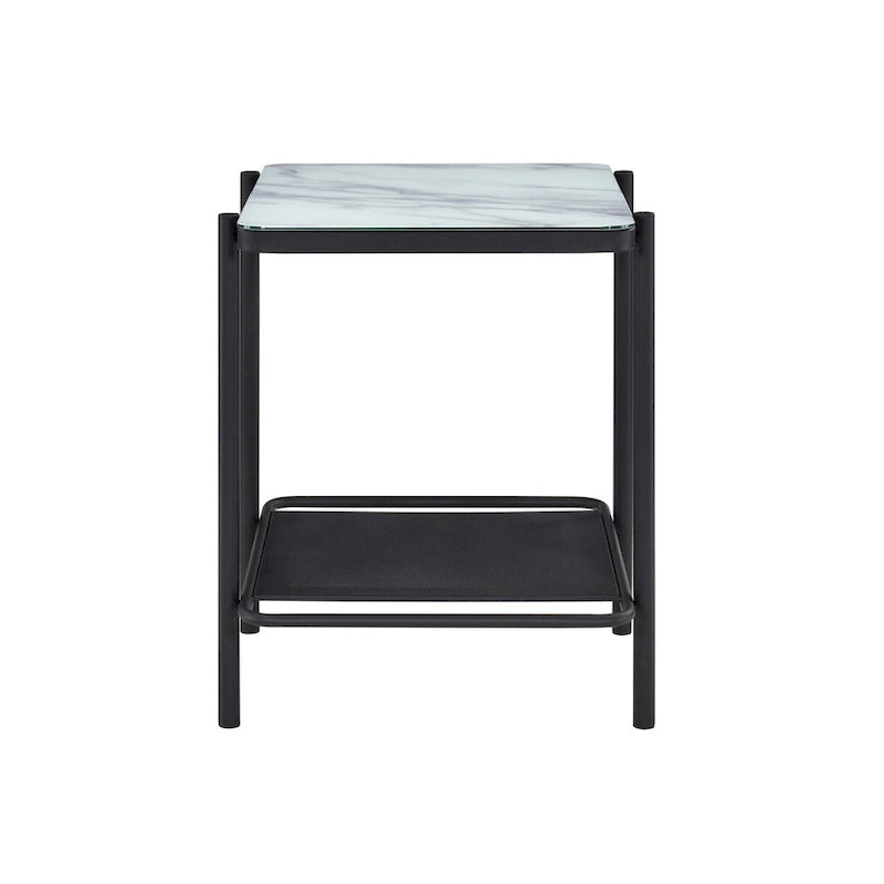 Ensemble de 3 tables basses Puetz contemporaines à plateau en verre blanc par Furniture of America