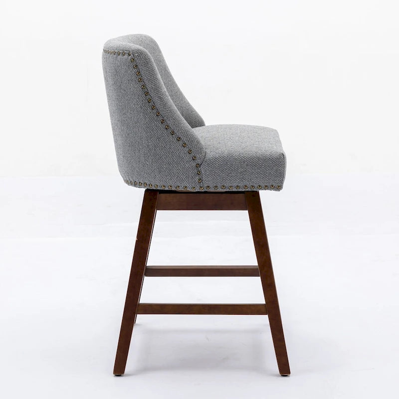 Tabourets de bar pivotants de hauteur comptoir, hauteur d'assise 66 cm, lot de 2 tabourets de bar rembourrés en tissu