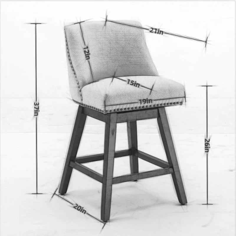 Tabourets de bar pivotants de hauteur comptoir, hauteur d'assise 66 cm, lot de 2 tabourets de bar rembourrés en tissu