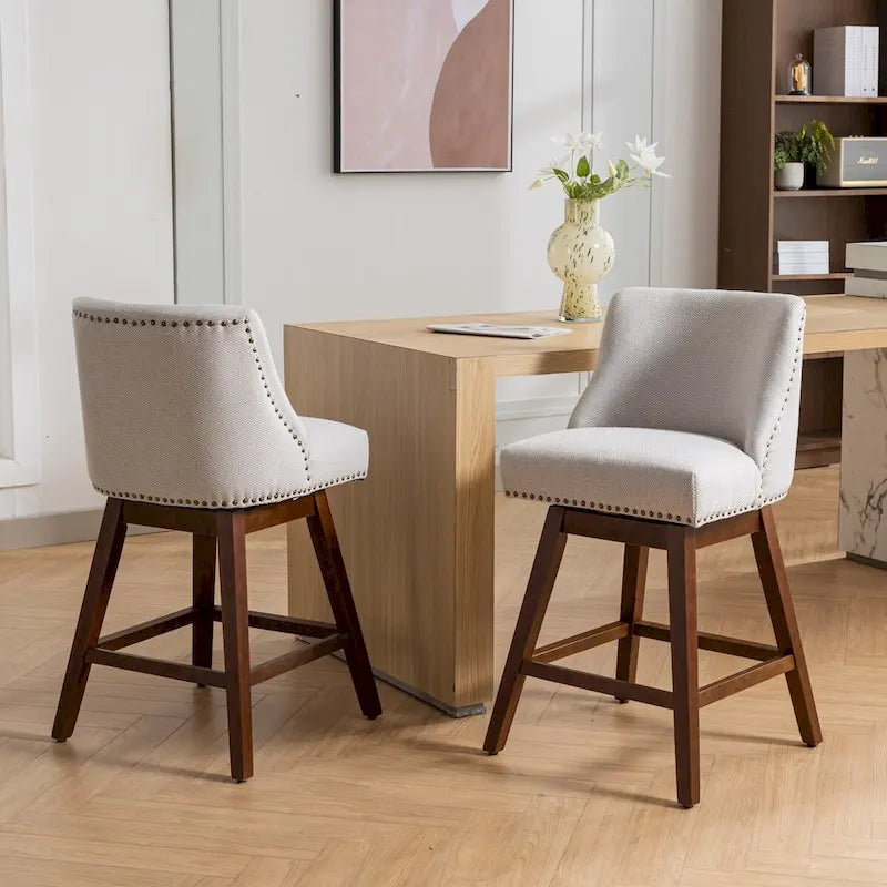 Tabourets de bar pivotants de hauteur comptoir, hauteur d'assise 66 cm, lot de 2 tabourets de bar rembourrés en tissu