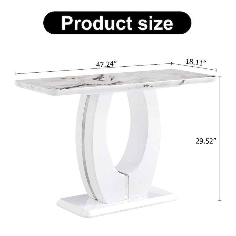 Table de bar rectangulaire moderne simple blanc brillant 120 x 46 x 75 cm pour salon, chambre, chevet, entrée