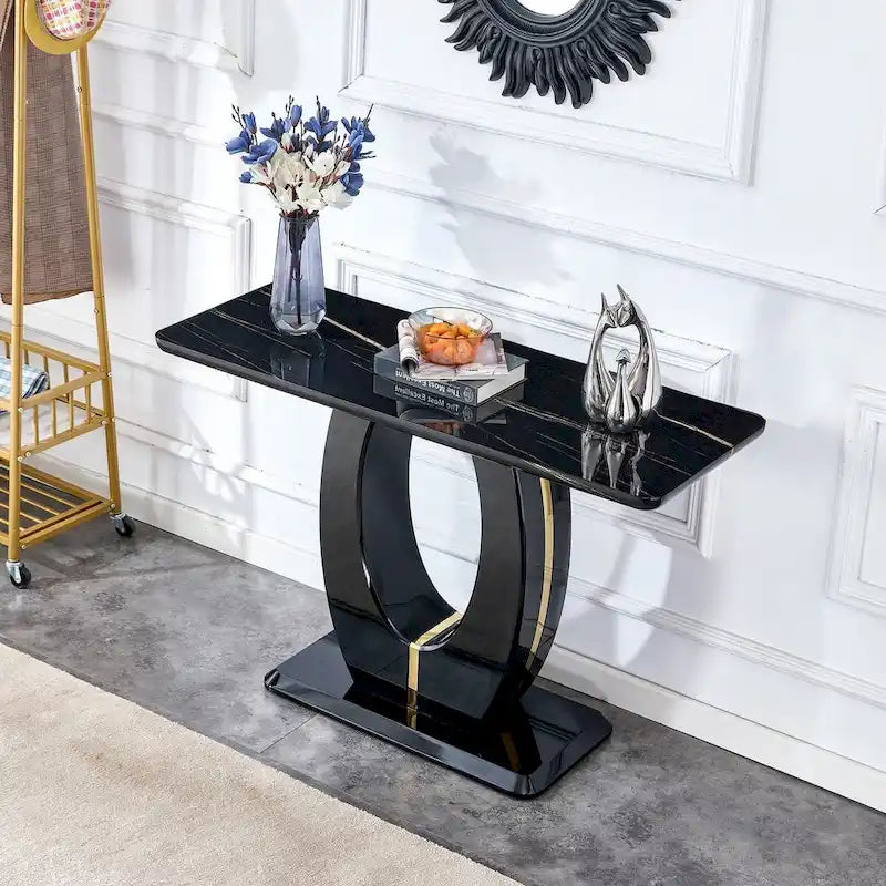 Table de bar rectangulaire moderne simple blanc brillant 120 x 46 x 75 cm pour salon, chambre, chevet, entrée