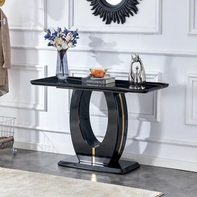 Table de bar rectangulaire moderne simple blanc brillant 120 x 46 x 75 cm pour salon, chambre, chevet, entrée