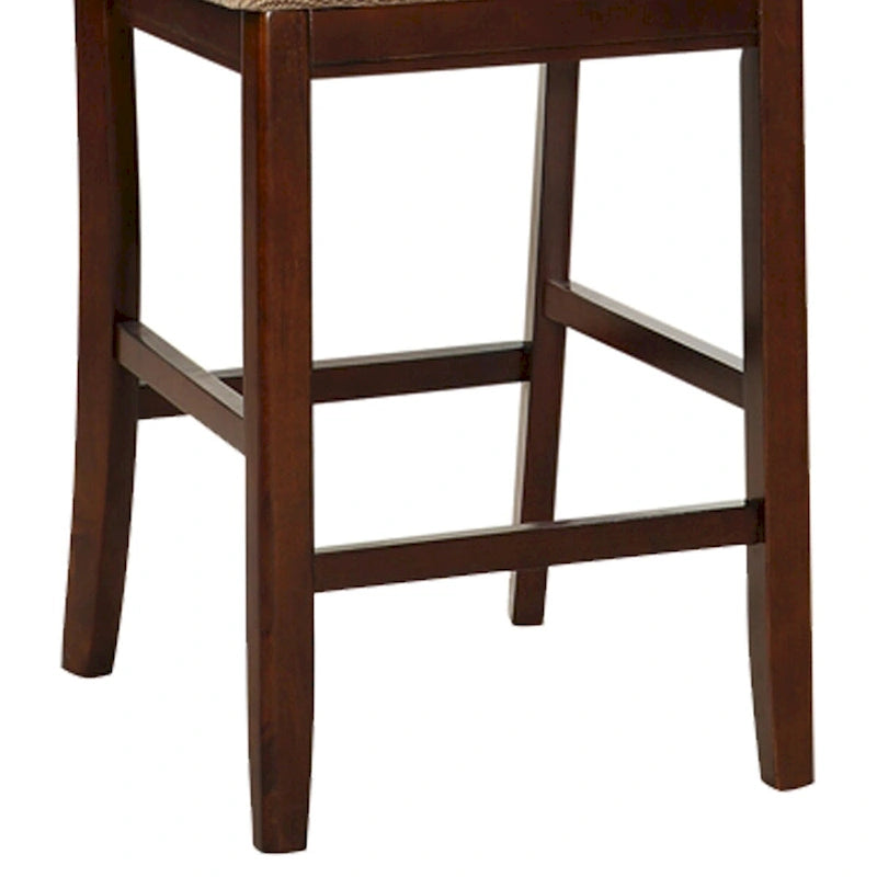 Lot de 2 chaises de salle à manger en bois massif marron, chaises hauteur comptoir, avec coussin rembourré et dossier unique