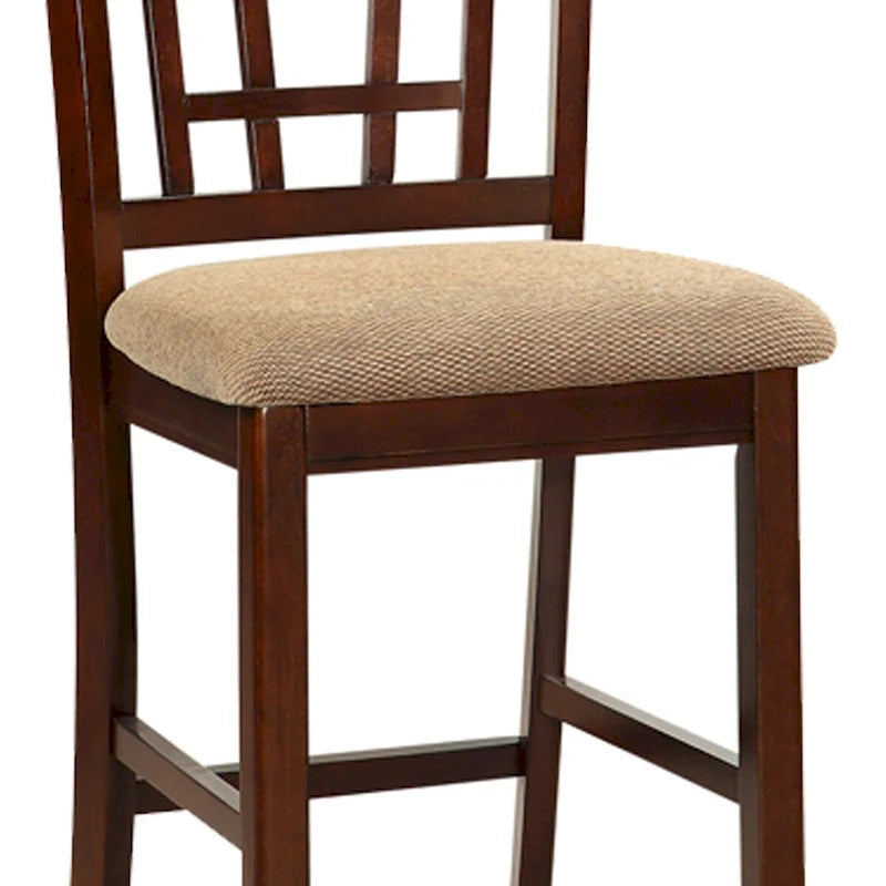 Lot de 2 chaises de salle à manger en bois massif marron, chaises hauteur comptoir, avec coussin rembourré et dossier unique