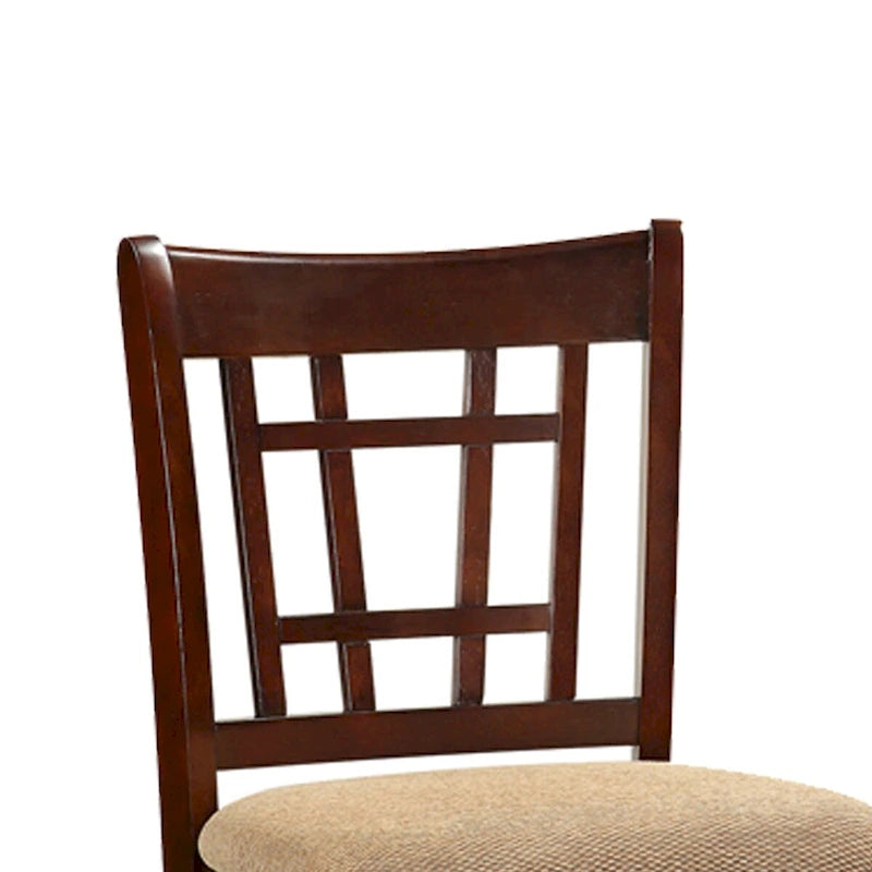 Lot de 2 chaises de salle à manger en bois massif marron, chaises hauteur comptoir, avec coussin rembourré et dossier unique