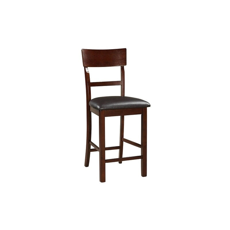 Lot de 2 chaises de salle à manger en bois massif marron, chaises hauteur comptoir, avec coussin rembourré et dossier unique