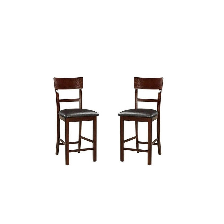 Lot de 2 chaises de salle à manger en bois massif marron, chaises hauteur comptoir, avec coussin rembourré et dossier unique