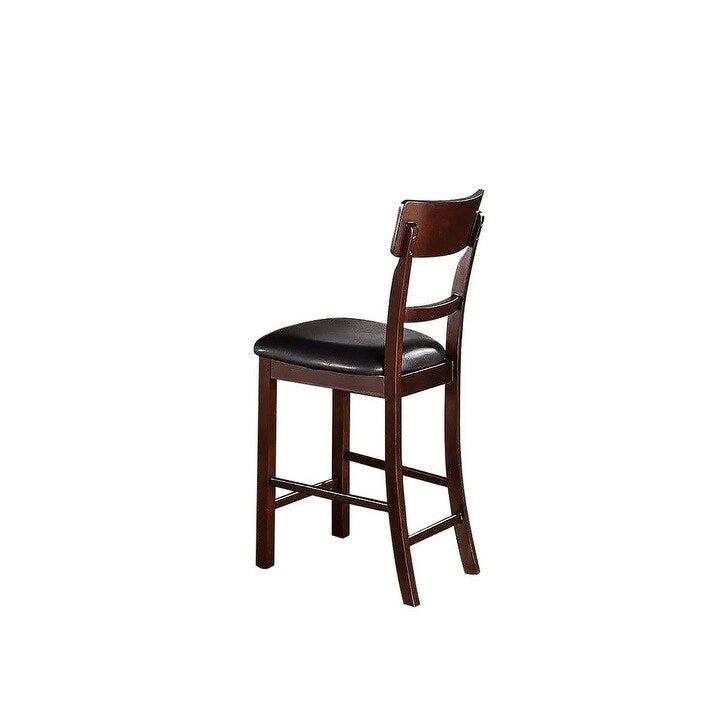 Lot de 2 chaises de salle à manger en bois massif marron, chaises hauteur comptoir, avec coussin rembourré et dossier unique