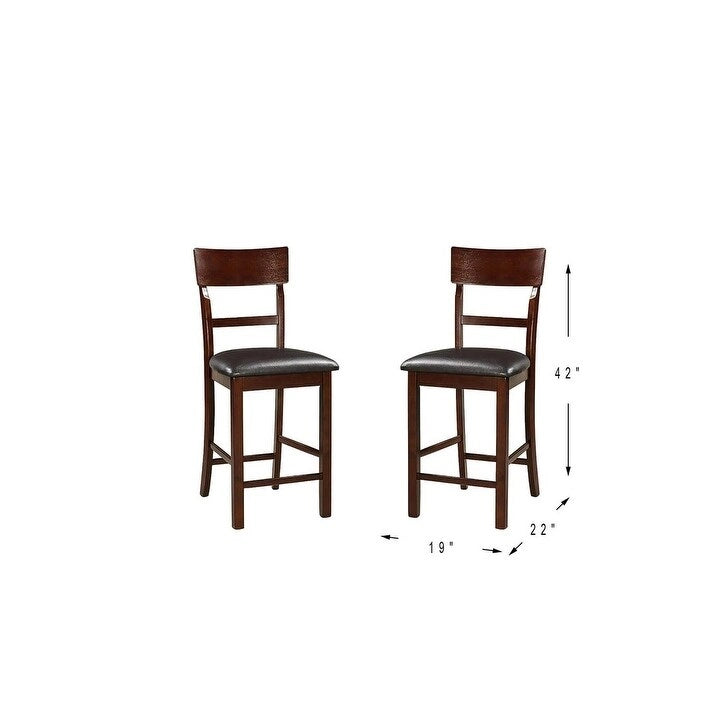 Lot de 2 chaises de salle à manger en bois massif marron, chaises hauteur comptoir, avec coussin rembourré et dossier unique