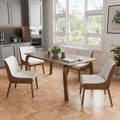 Furniture of America Beau I - pięcioczęściowy prostokątny zestaw stołowy z orzecha włoskiego w stylu połowy wieku