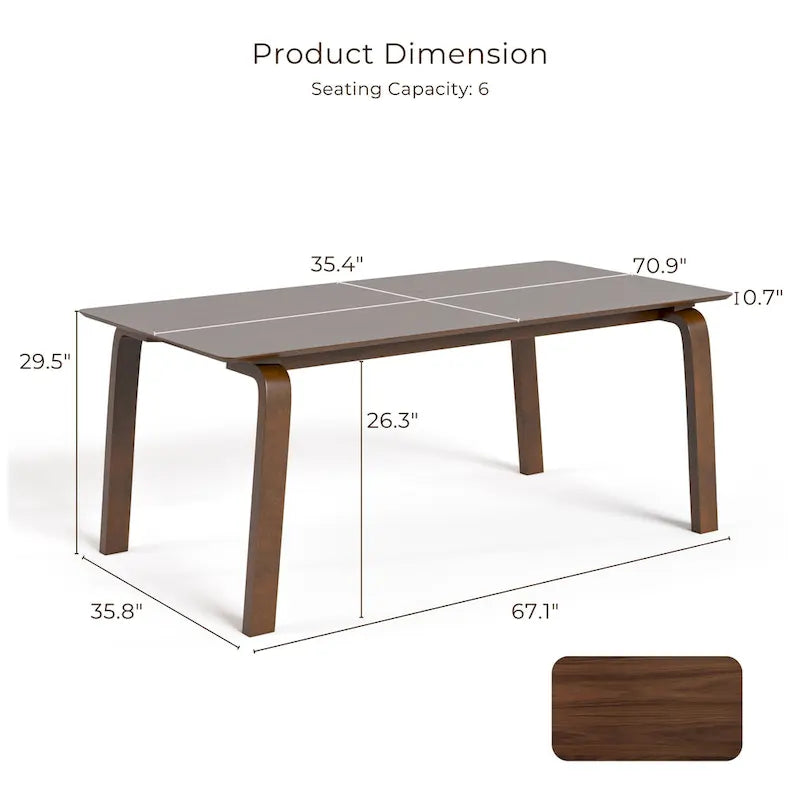 Furniture of America Beau I - pięcioczęściowy prostokątny zestaw stołowy z orzecha włoskiego w stylu połowy wieku