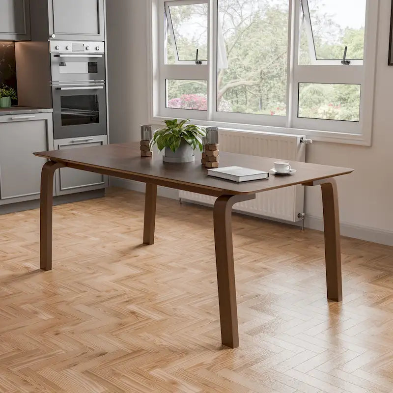 Furniture of America Beau I - pięcioczęściowy prostokątny zestaw stołowy z orzecha włoskiego w stylu połowy wieku