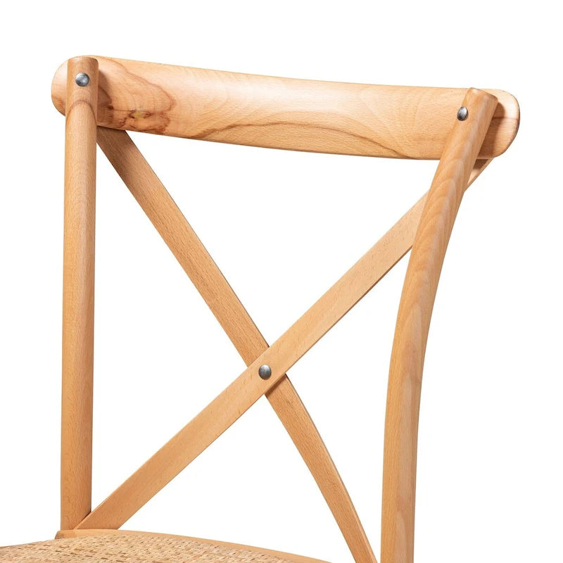 Lot de 2 chaises de salle à manger en rotin tressé « Tartan Mid-Century » – Marron naturel