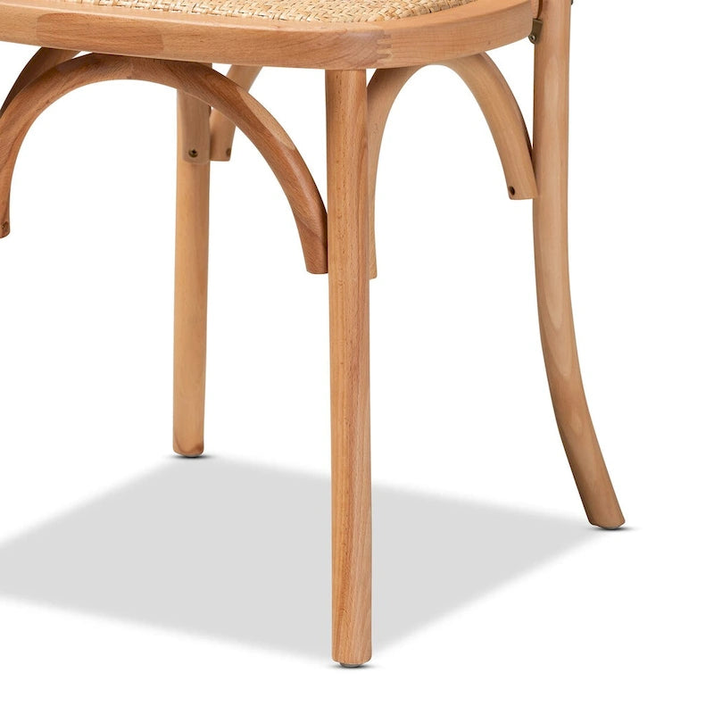 Lot de 2 chaises de salle à manger en rotin tressé « Tartan Mid-Century » – Marron naturel
