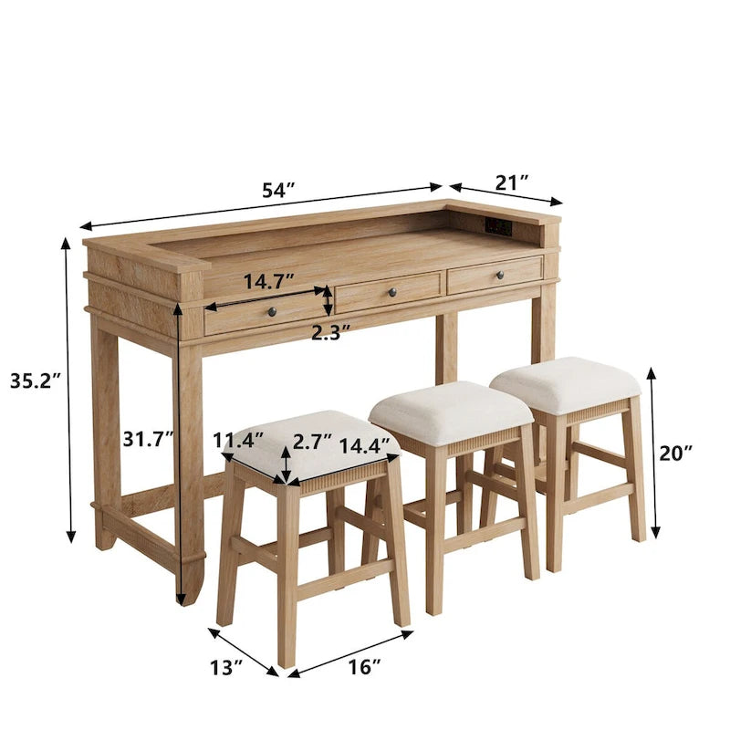 Ensemble de bar de salle à manger 4 pièces
