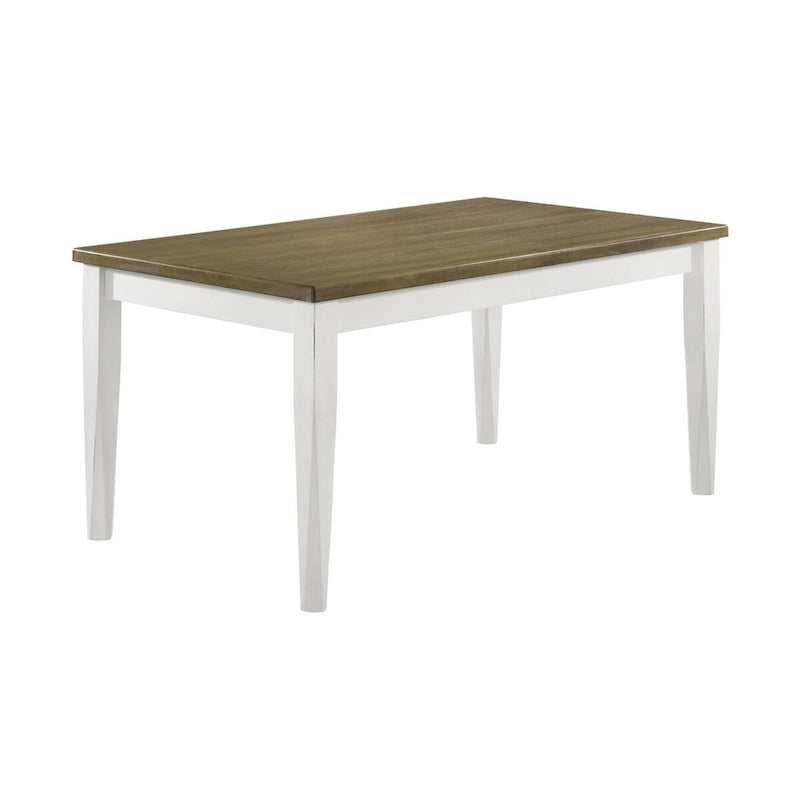 Table à manger rectangulaire Pratto marron brossé et blanc cassé
