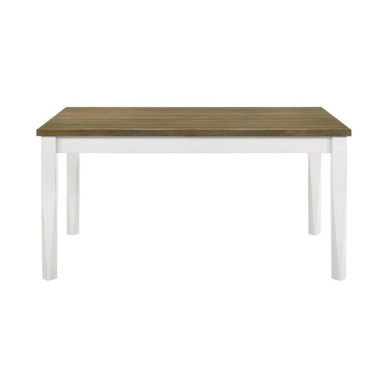 Table à manger rectangulaire Pratto marron brossé et blanc cassé