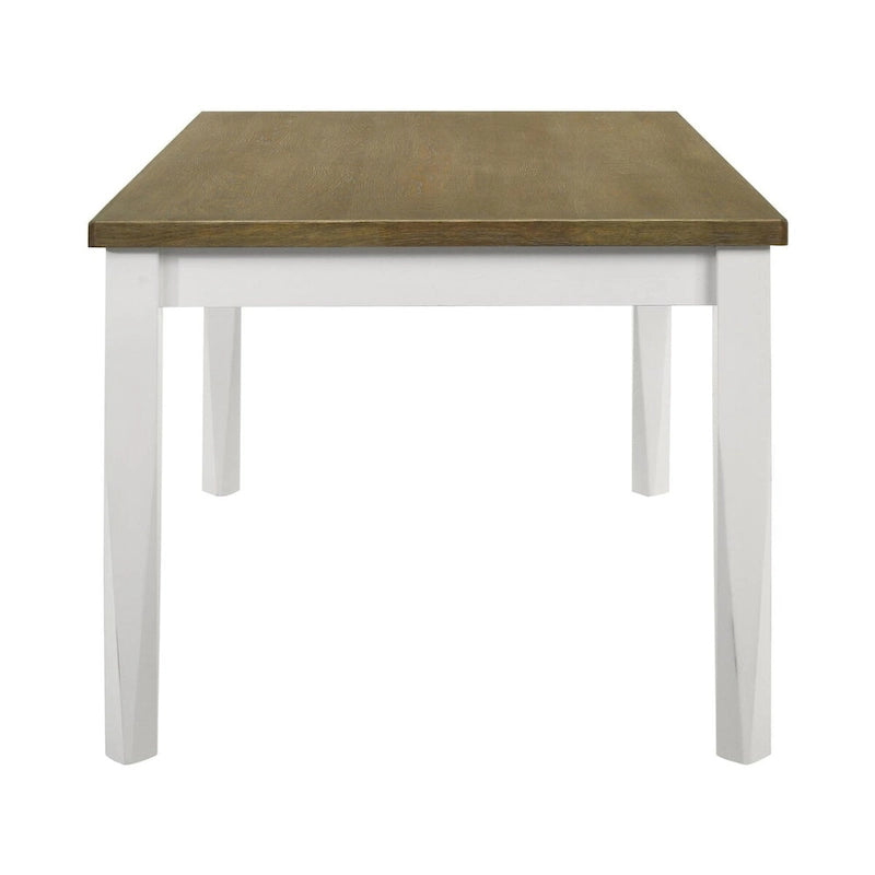 Table à manger rectangulaire Pratto marron brossé et blanc cassé
