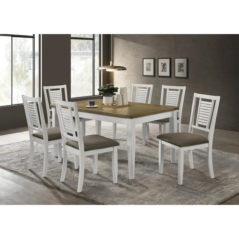 Table à manger rectangulaire Pratto marron brossé et blanc cassé