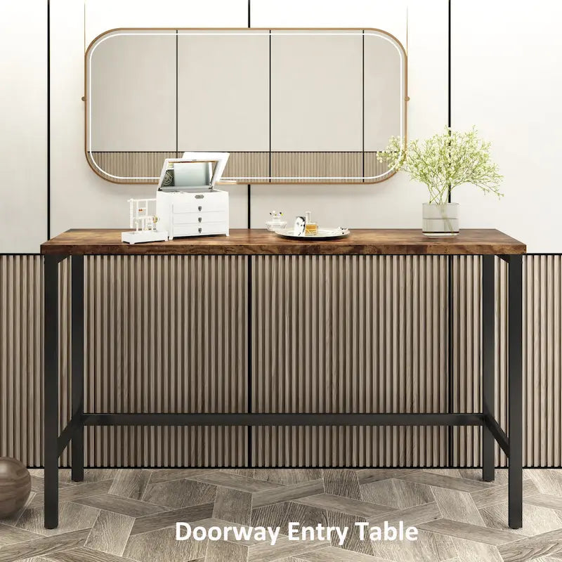 Ensemble Table de bar/comptoir extra longue avec 3 tabourets, Ensemble de cuisine de pub, Table d'appoint avec repose-pieds