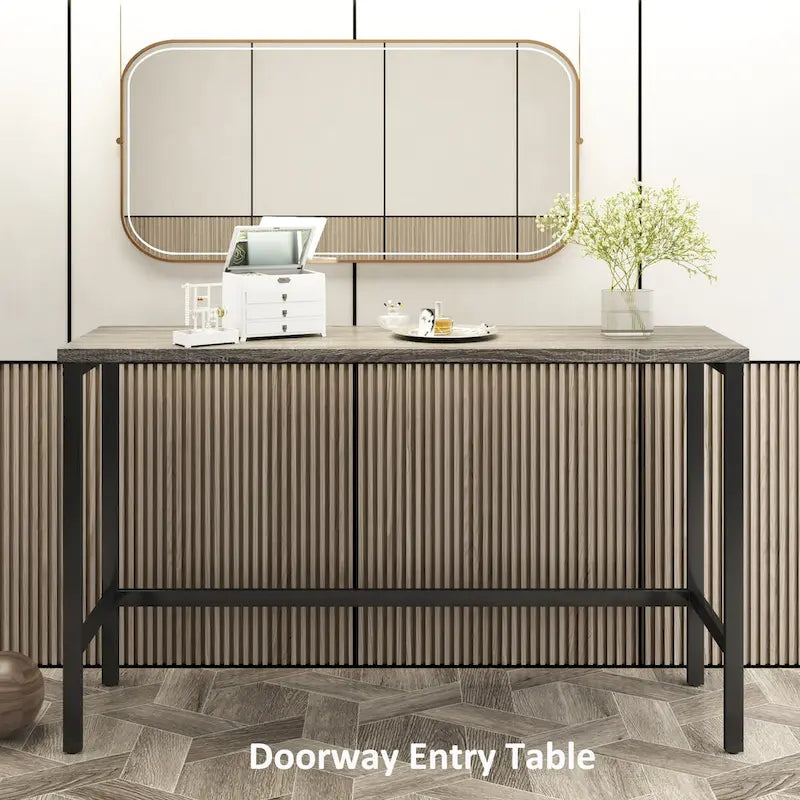 Ensemble Table de bar/comptoir extra longue avec 3 tabourets, Ensemble de cuisine de pub, Table d'appoint avec repose-pieds