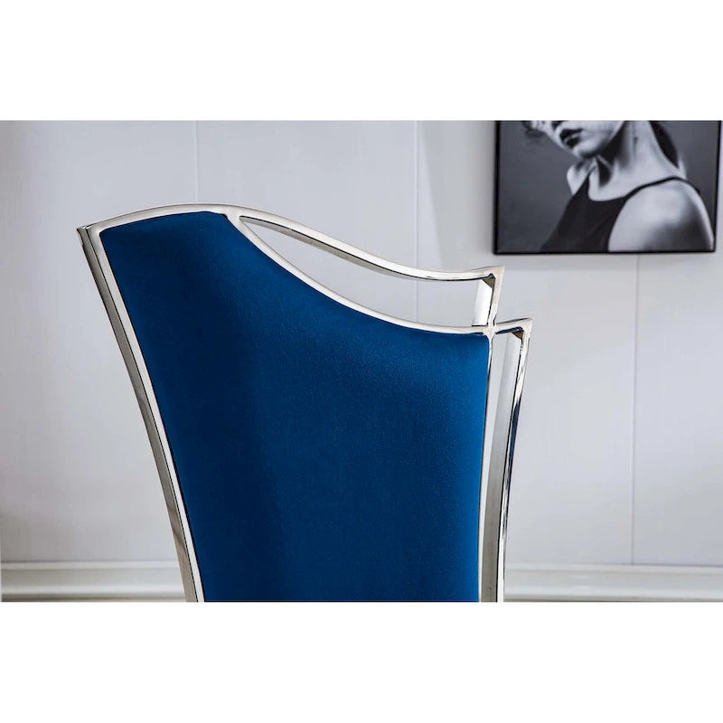Lot de 2 chaises de salle à manger avec dossier unique en velours et pieds en acier inoxydable