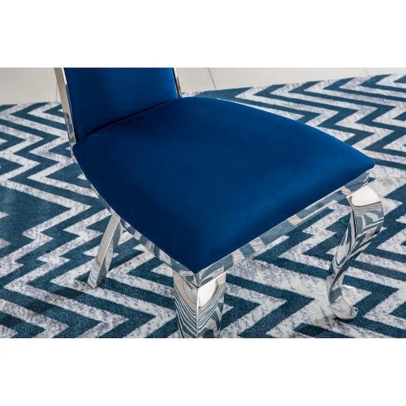 Lot de 2 chaises de salle à manger avec dossier unique en velours et pieds en acier inoxydable