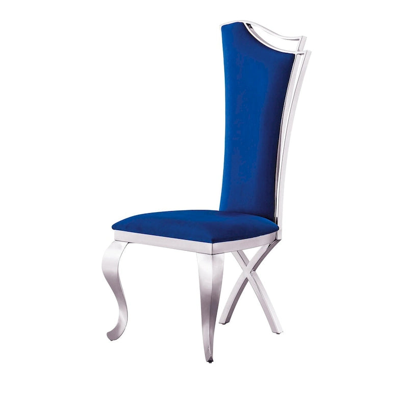Lot de 2 chaises de salle à manger avec dossier unique en velours et pieds en acier inoxydable