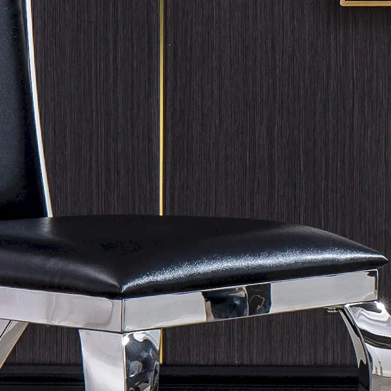 Lot de 2 chaises de salle à manger avec dossier unique en velours et pieds en acier inoxydable