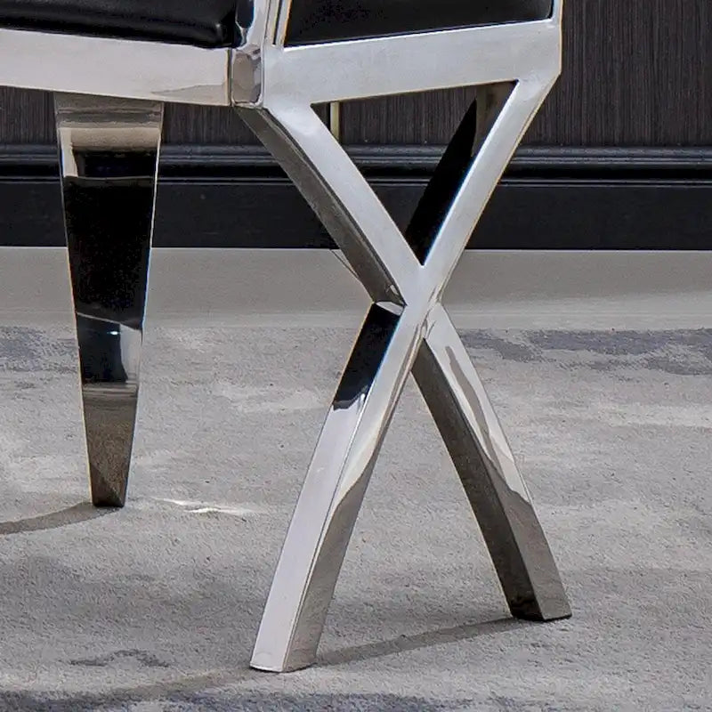 Lot de 2 chaises de salle à manger avec dossier unique en velours et pieds en acier inoxydable