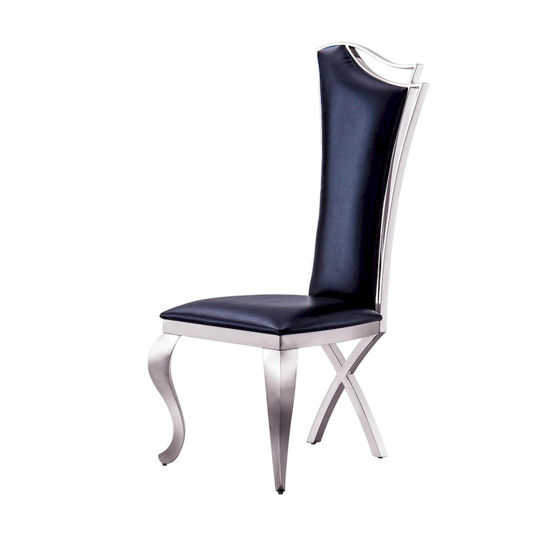 Lot de 2 chaises de salle à manger avec dossier unique en velours et pieds en acier inoxydable