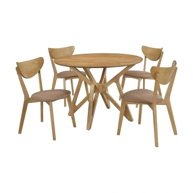 Zestaw jadalniany Carson Light Walnut z 5 elementów z litego drewna