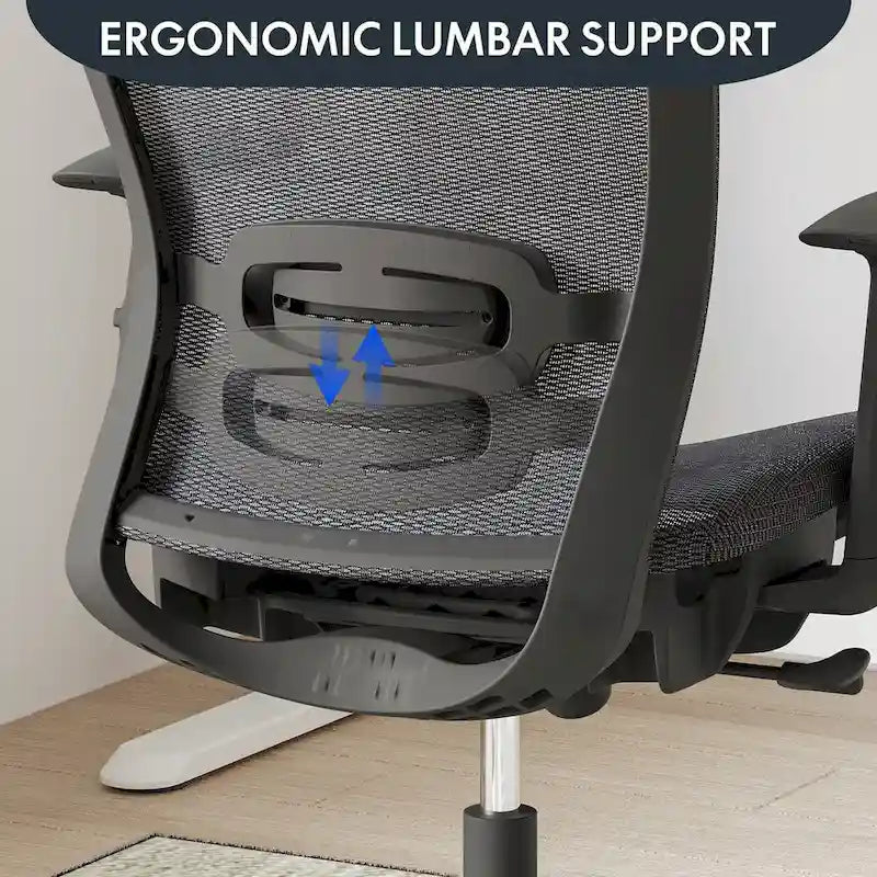 Fotel biurowy FlexiSpot Ergonomic z regulacją wysokości i obrotem o 360 stopni, siateczkowy, z regulowanym zagłówkiem, podparciem lędźwiowym i podłokietnikami