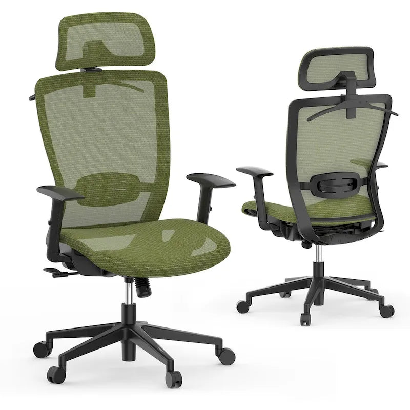Fotel biurowy FlexiSpot Ergonomic z regulacją wysokości i obrotem o 360 stopni, siateczkowy, z regulowanym zagłówkiem, podparciem lędźwiowym i podłokietnikami