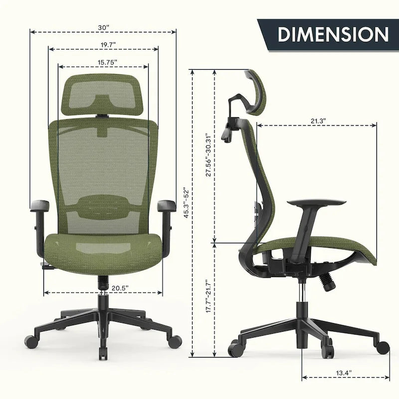 Fotel biurowy FlexiSpot Ergonomic z regulacją wysokości i obrotem o 360 stopni, siateczkowy, z regulowanym zagłówkiem, podparciem lędźwiowym i podłokietnikami