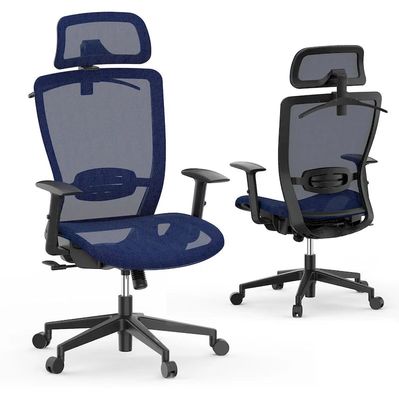 Fotel biurowy FlexiSpot Ergonomic z regulacją wysokości i obrotem o 360 stopni, siateczkowy, z regulowanym zagłówkiem, podparciem lędźwiowym i podłokietnikami