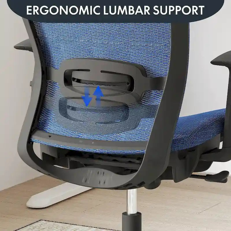 Fotel biurowy FlexiSpot Ergonomic z regulacją wysokości i obrotem o 360 stopni, siateczkowy, z regulowanym zagłówkiem, podparciem lędźwiowym i podłokietnikami