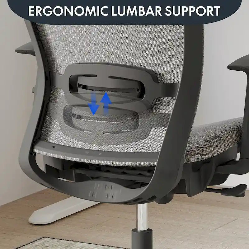 Fotel biurowy FlexiSpot Ergonomic z regulacją wysokości i obrotem o 360 stopni, siateczkowy, z regulowanym zagłówkiem, podparciem lędźwiowym i podłokietnikami