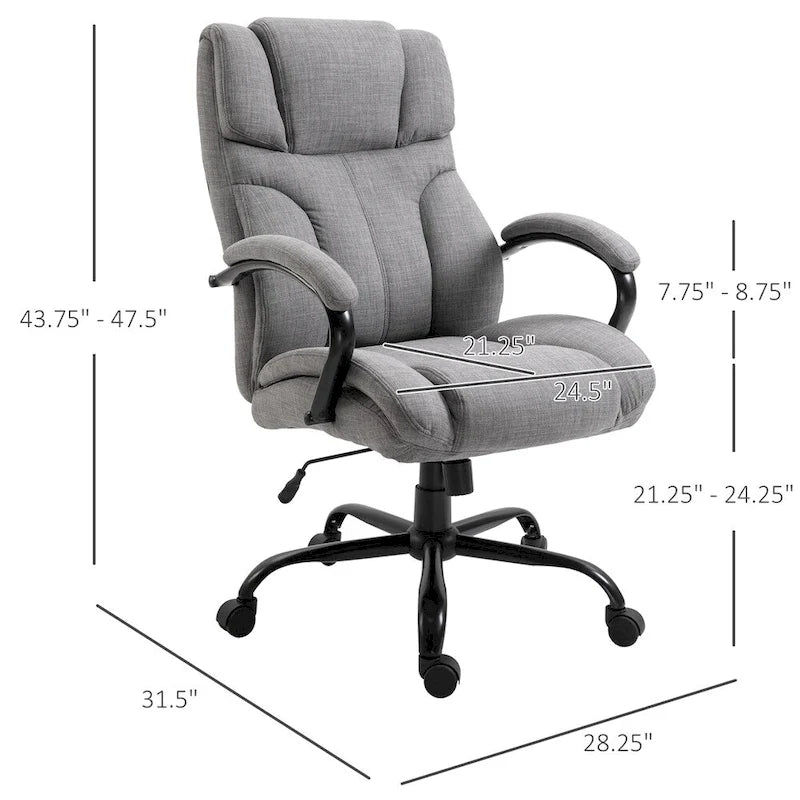 Chaise de bureau grande taille/forte corpulence avec siège large, chaise d'ordinateur ergonomique de direction