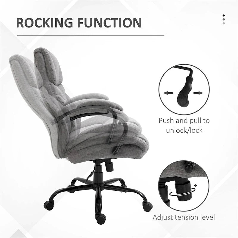 Chaise de bureau grande taille/forte corpulence avec siège large, chaise d'ordinateur ergonomique de direction