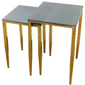 Wrightwood Nesting Tables, Faux Shagreen with Gold Metal, 2 Piece Set