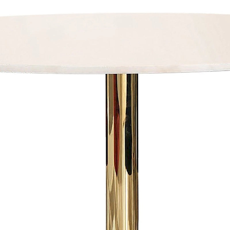 Table à manger ronde moderne en marbre de 30 pouces, blanc et or