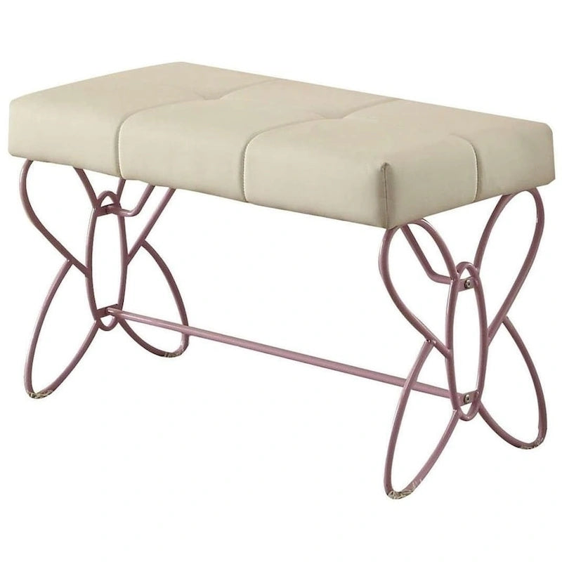 Banc blanc et violet clair de 32 X 17 X 19