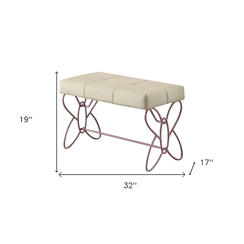 Banc blanc et violet clair de 32 X 17 X 19