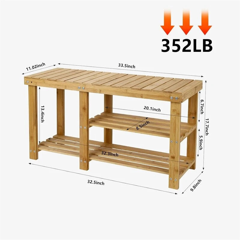 Banc à chaussures pour entrée - 33,5P x 11,02L x 17,7H